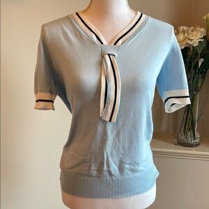 SHEIN Women's Light Blue Short Sleeve Blouse